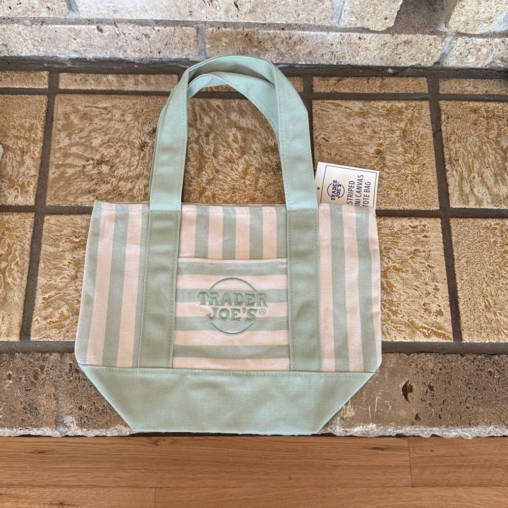 Trader Joe’s Mini Tote in green.